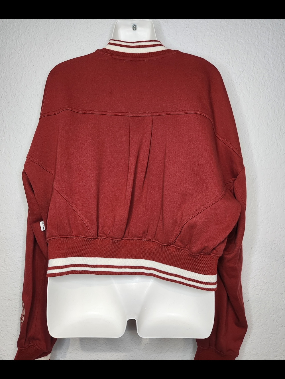 Fabletics Burgundy Zip-Up Varsity Jacket View 2